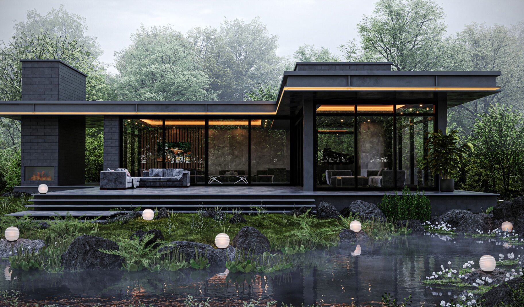 Modern home in daylight